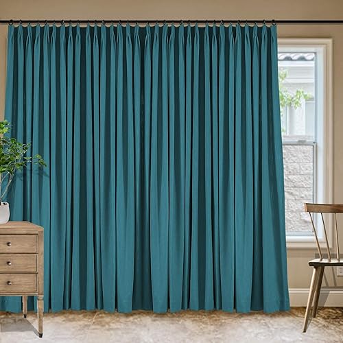 Miniatura 207 de Frelement Cortinas plisadas de lino de algodón extra anchas para oscurecer la habitación, 120 pulgadas de ancho x 96 pulgadas de largo, cortinas
