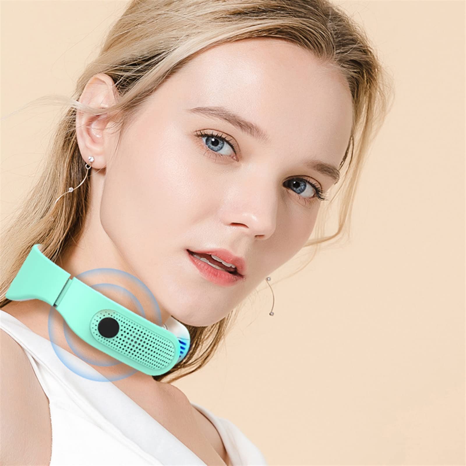 Aire acondicionado portátil con viento ajustable, calefacción de invierno, refrigeración de verano, aire acondicionado móvil colgante para el cuello, cinturón calefactor, ventilador portátil enfr