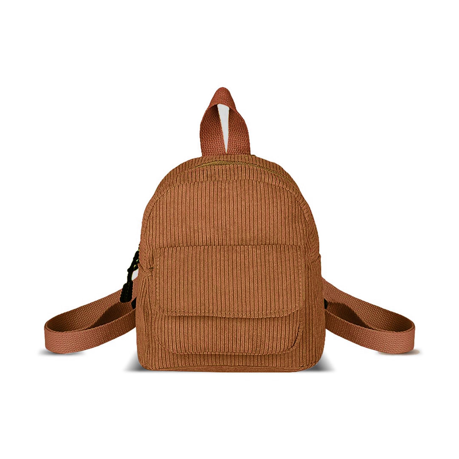Small Backpack, Corduroy Backpack Purse for Women and Girls, Mini Backpacks for Travel, Shopping, Walking (brown)