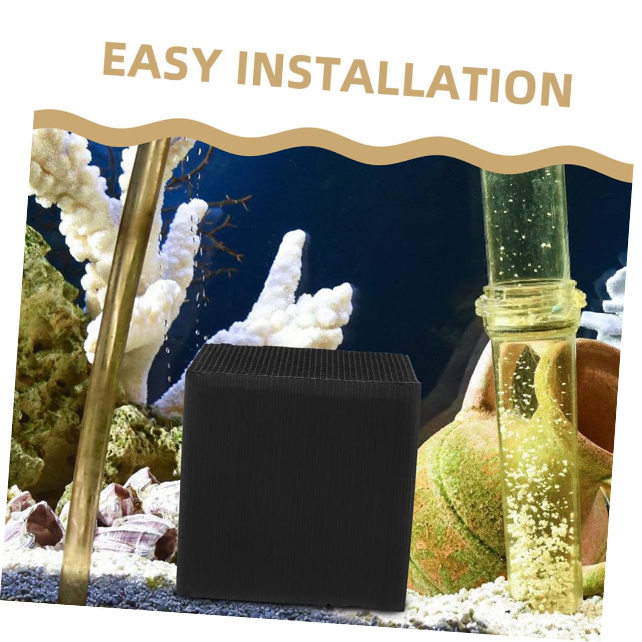Lot de 2 cubes filtrants à eau en charbon actif pour abreuvoir pour chevaux et aquariums - Réduction des odeurs - Durable - Installation facile - Cube de nettoyage pour animaux de ferme