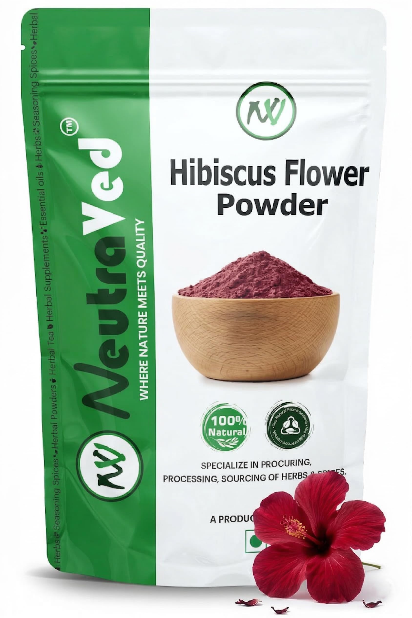 NeutraVed Hibiscus powder for hair growth 100 gm | Ideal for Hair pack, Face pack, Eating, and Hibiscus tea | Sabdriffa Gudhal Phool Powder - 100gm-image-42