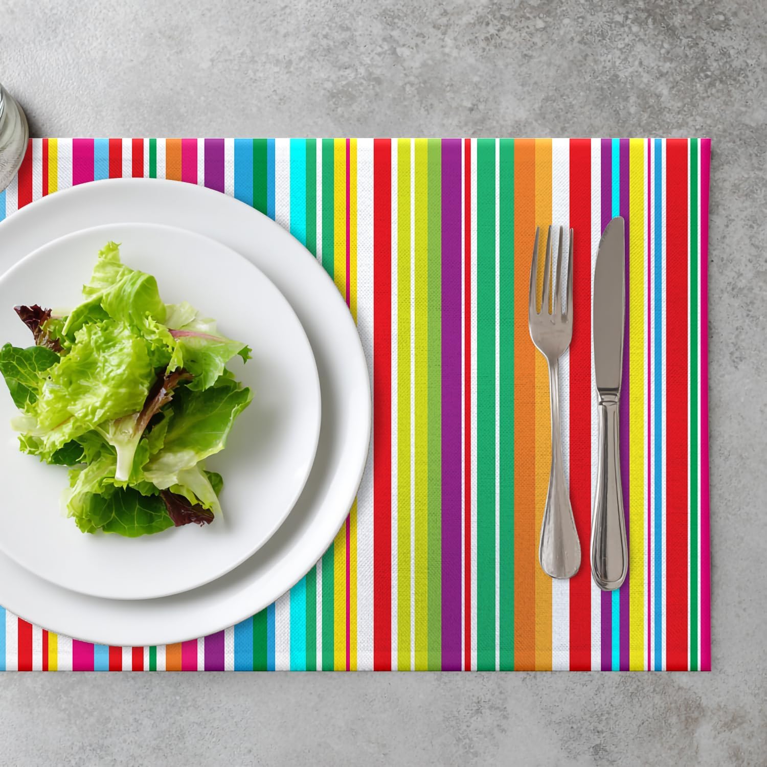 Etro Multicolor Stripes Placemats,Colorful Stripes Bright Stylish Place Mats for Dining/Kitchen Table Waterproof Washable Linen Heat Insulation Dinner Table Mats 12x18 in 4 PCS