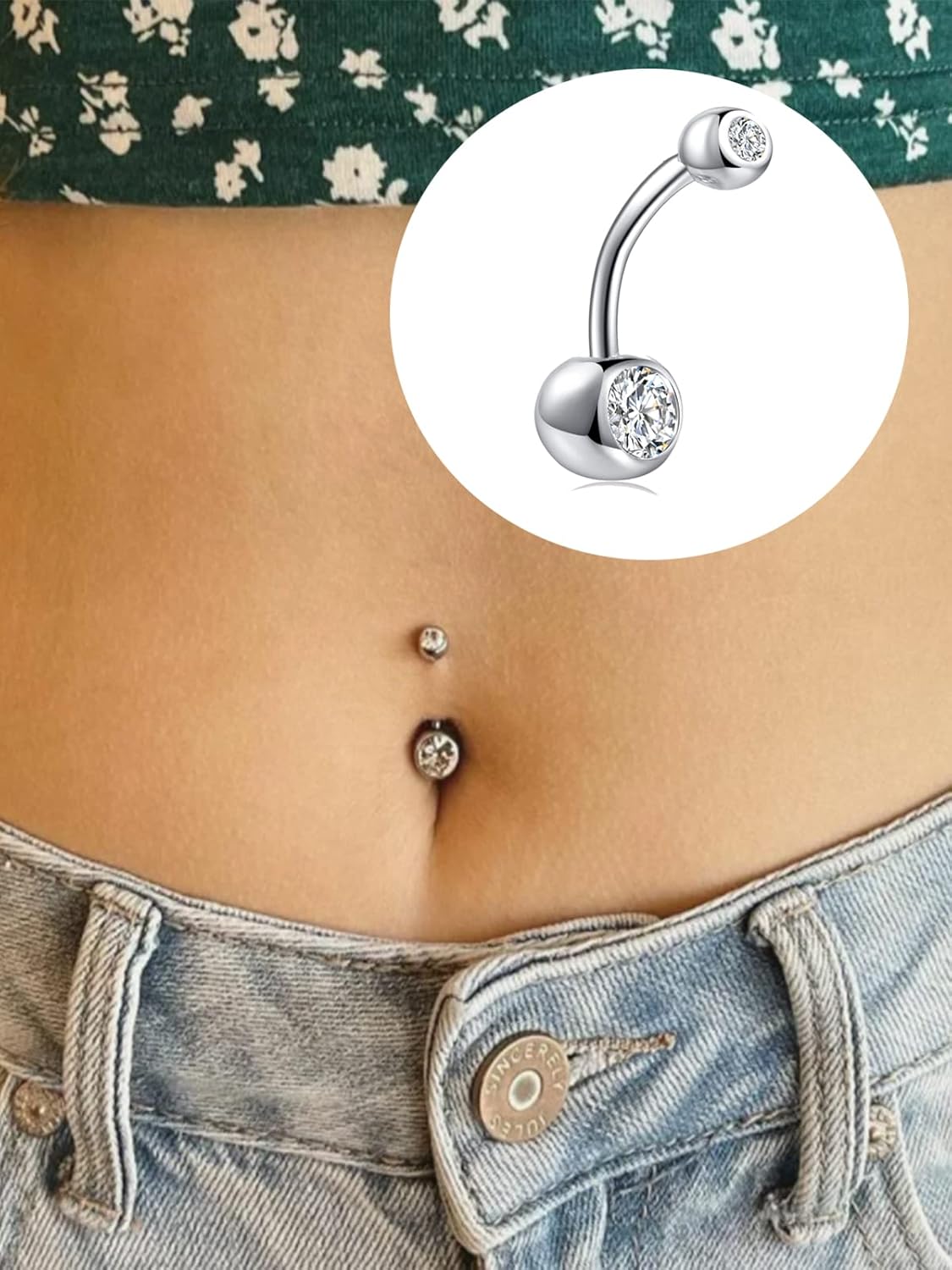 Sterling Silver Belly Button Rings for Women Men CZ Navel Rings Curved Barbell Belly Rings Belly Piercing 8mm 10mm 12mm - Image 9