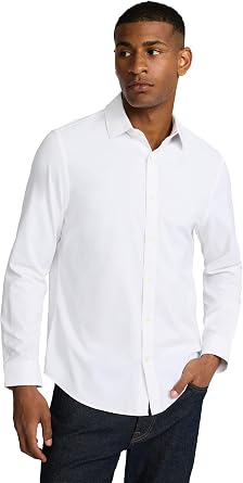 EXPRESS Men's Slim Everyday Performance Dress Shirt - Solid, Wrinkle-Resistant, Comfort Stretch