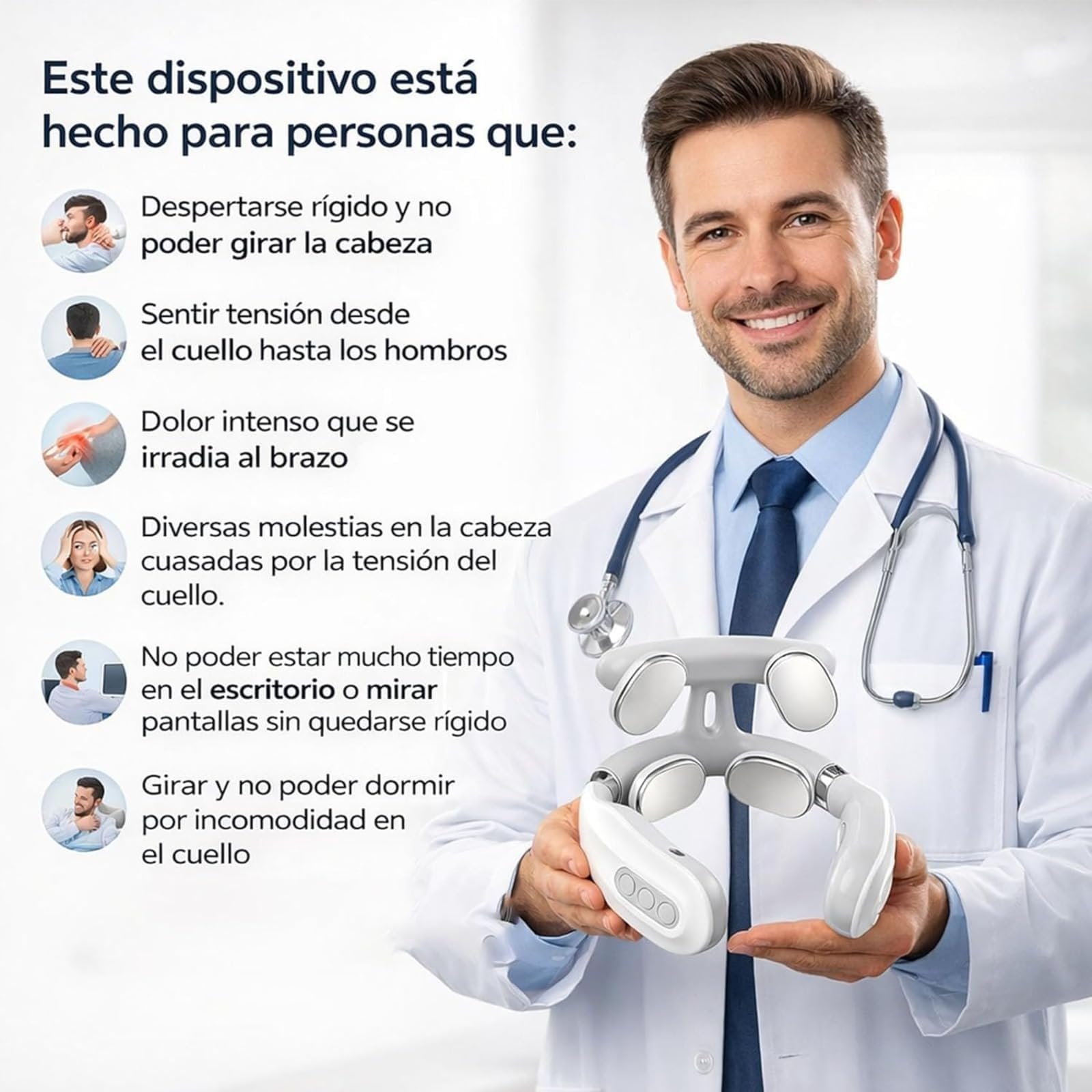 Restify Pro Masajeador Cervical Con Cuatro Cabezales De Calor, Alivia Dolor Y Tensión Muscular, Apagado Automático 15 Min, Diseño Portátil, Ideal Para Hogar, Oficina Y Viajes. (1 Pcs)