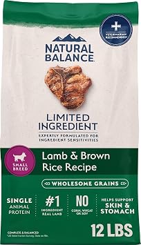 Natural Balance Limited Ingredient, Small Breed, Lamb & Brown Rice, 12 lb | Dry Dog Food with Wholesome Grains, Balanced Nutrition for Small Breeds with Sensitivities, Skin and Stomach Support