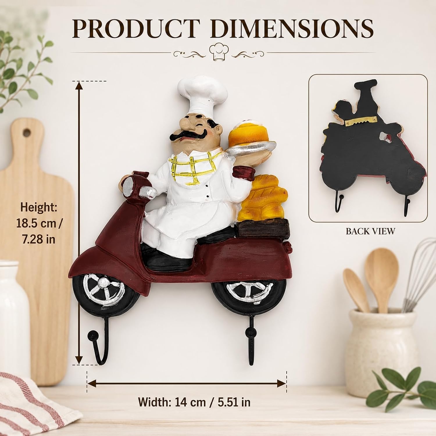 LUOZZY Fat Chef Apron Hooks Hanger for Kitchen Wall Decor