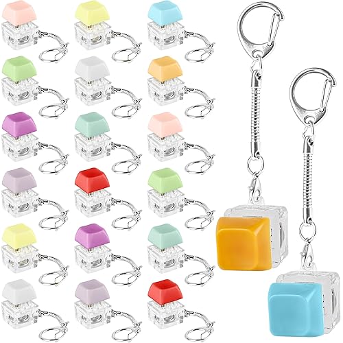 20 Pcs Mini Keyboard Keychain with LED Light Finger Keyboard