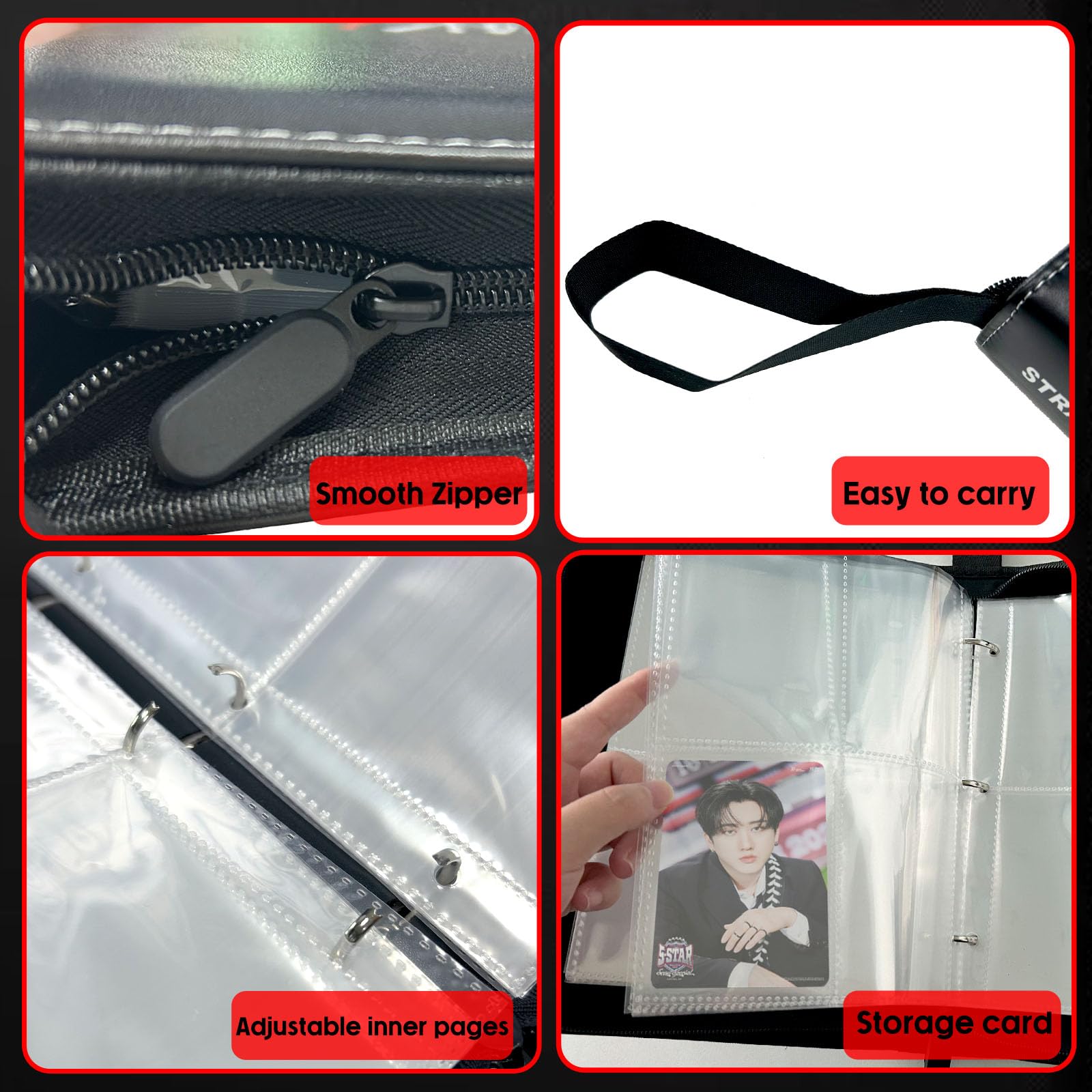 S-Kids Photocard Binder, 3 Ring Kpop Photocard Binder with 400 Pockets, Kpop Photo Card Holder, S-K-Z00 Photo Card Album - Image 3