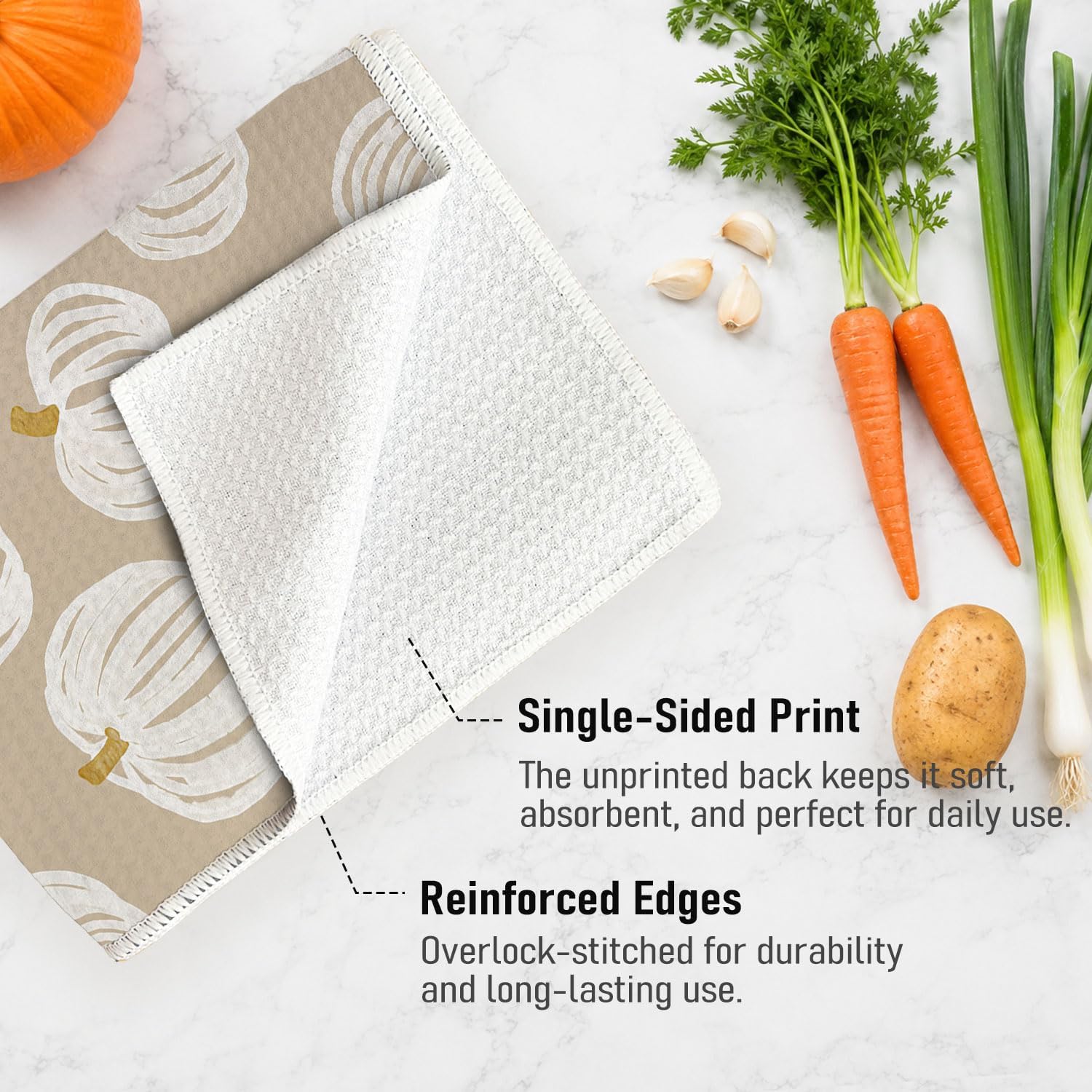 Hello Pumpkin Kitchen Towels Set of 2, Fall Thanksgiving Dish Towel