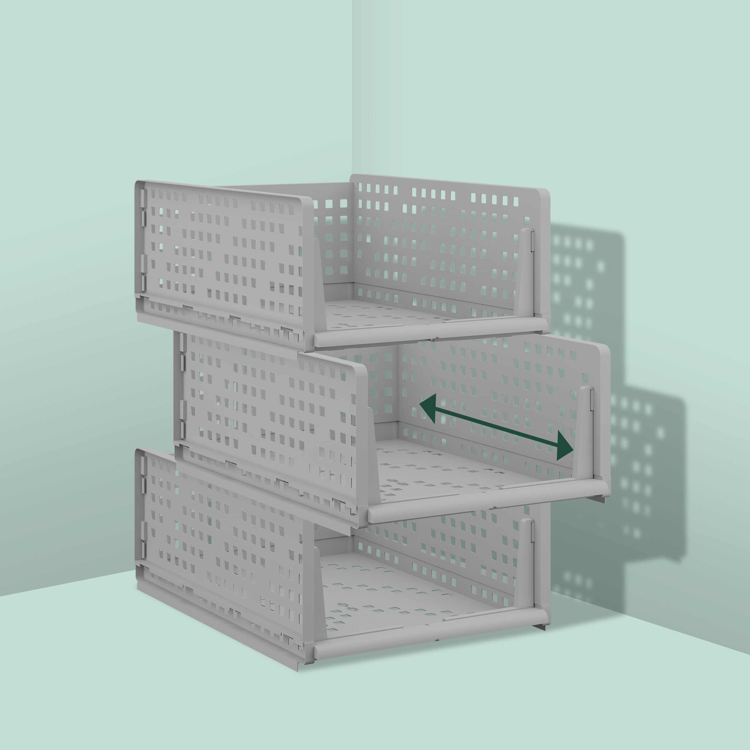 Relaxdays Organizadores de Armario, Set de 3, Cajas Almacenaje Apilables, Extraíbles, Cajones 18 x 33,5 x 43,5 cm, Gris