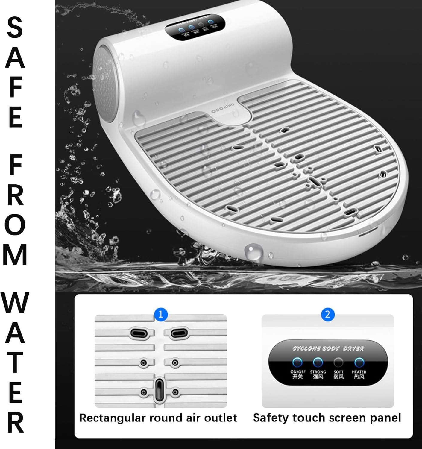 Smart Body Dryer with Weight Scale - 1500W High-Speed Blower, Hot & Cold Air Modes, Auto Sensor, Portable After Shower Drying Solution, Fast Drying 51.5x42x16.5 cm