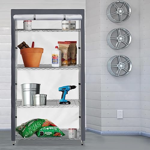 Miniatura 8 de Dalema Cubierta de estante impermeable, cubierta de unidad de almacenamiento resistente al polvo, organizador de acero duradero, cubierta protectora