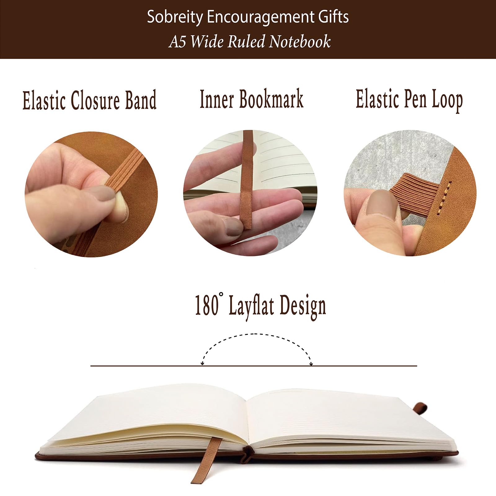 Sober Gifts Men Women, Sobriety Journal 200 Pages Engraved Notebook A5 Lined with Pen, Inspirational Sobriety Gifts, AA NA Recovery Gift from Addiction, Clean And Sober Encouragement Gifts