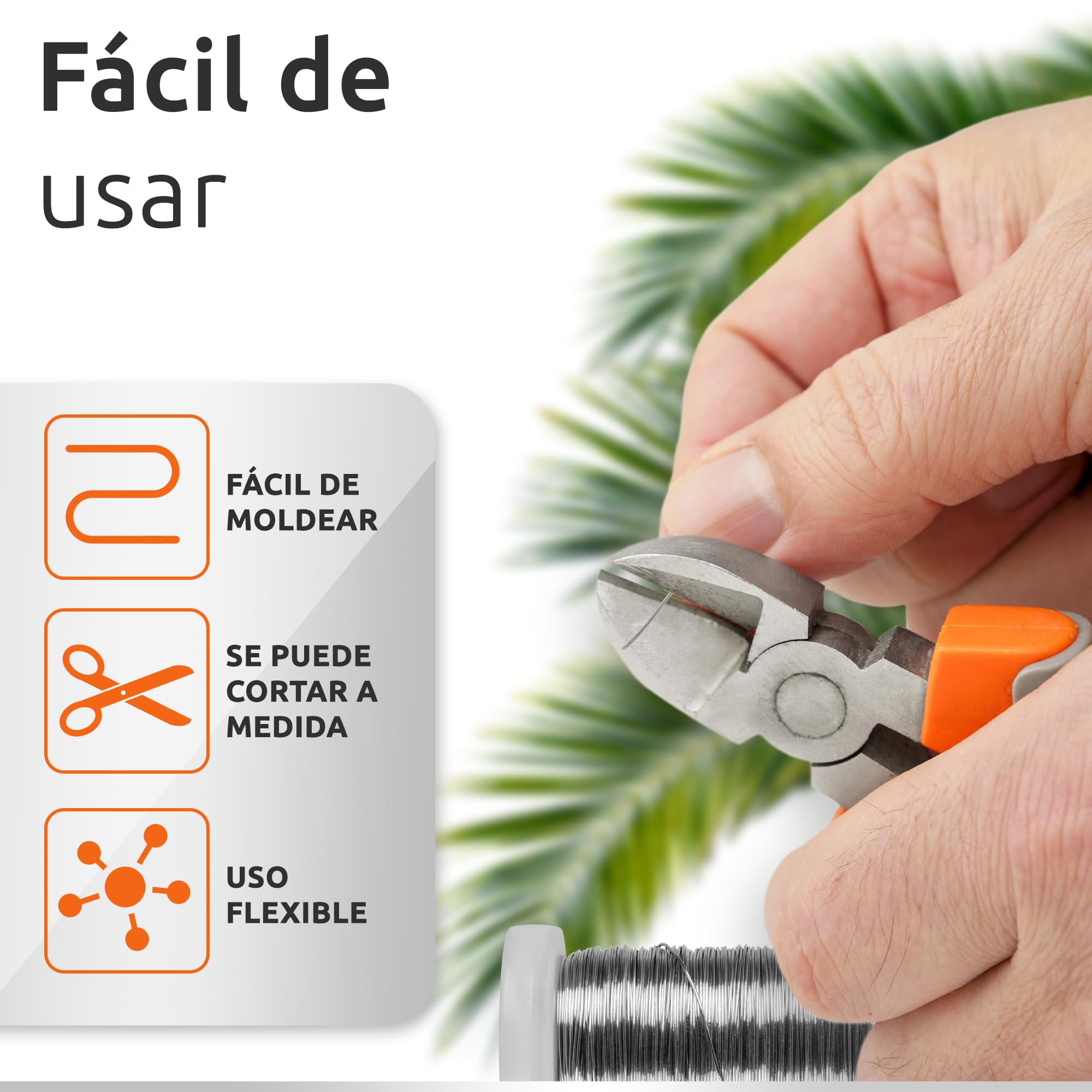 ECENCE Alambre manualidades - 3 rollos 60m Ø 0,35mm - Alambre de mirto recocido de hierro - en color Plata para plantas y floristería - Alambre para atar