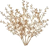 Vista 12 de CATTREE Plantas artificiales doradas, hojas de plástico doradas, paquete de 4 arbustos de hierba falsa, arbustos para el hogar, interior, exterior