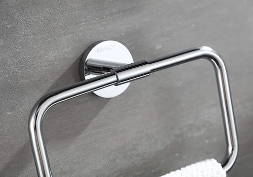 Miniatura 5 de Toallero de mano con anillo de toalla cromado, para baño, montado en la pared, soporte cuadrado para toallas de baño, latón, serie Leo 077050-CR