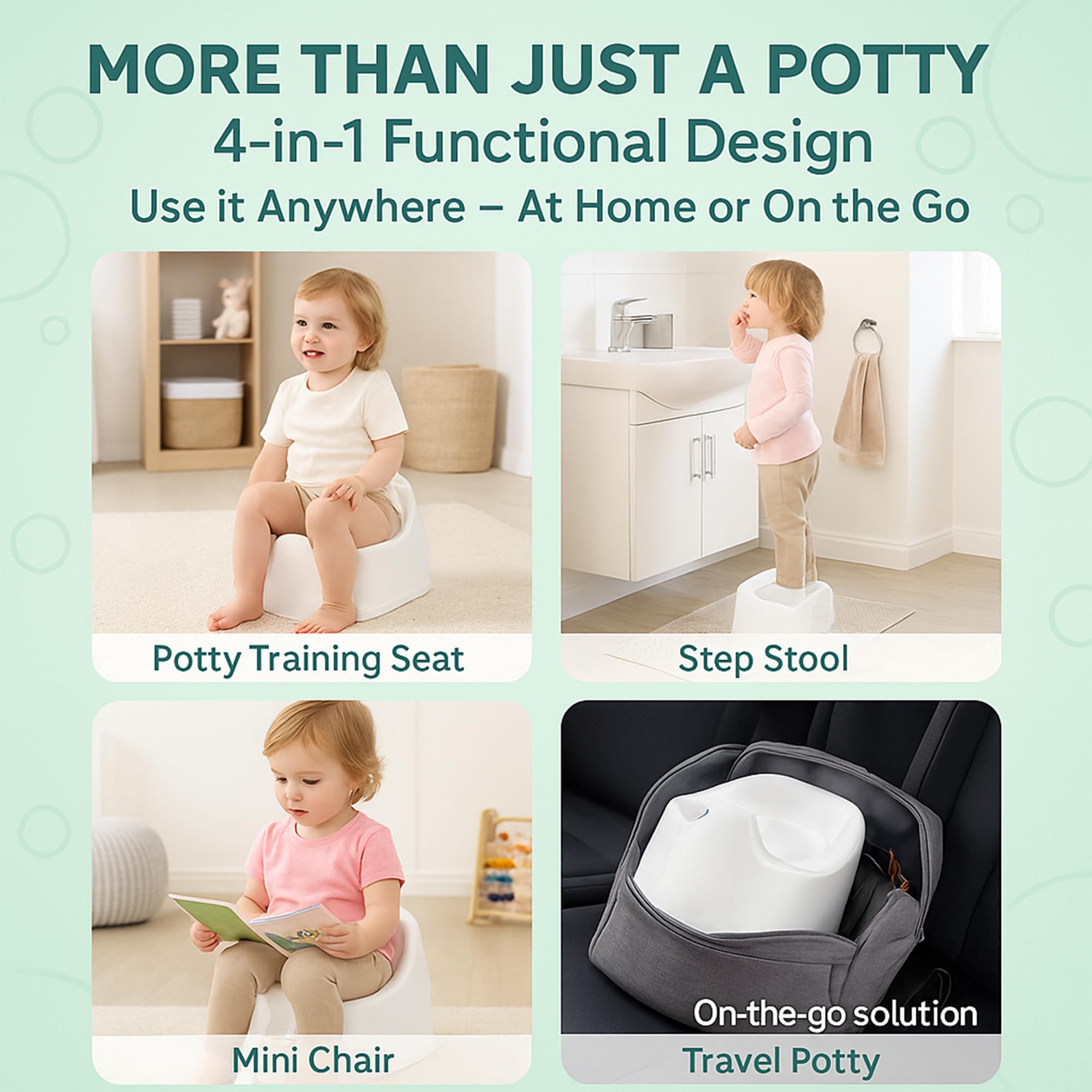 Toddler Potty Training Seat for Kids | Junior Plastic Potty Chair with Cut-Out Handle for Easy Carry, Clean & Empty | Baby Toilet Trainer for Boys & Girls — view 4