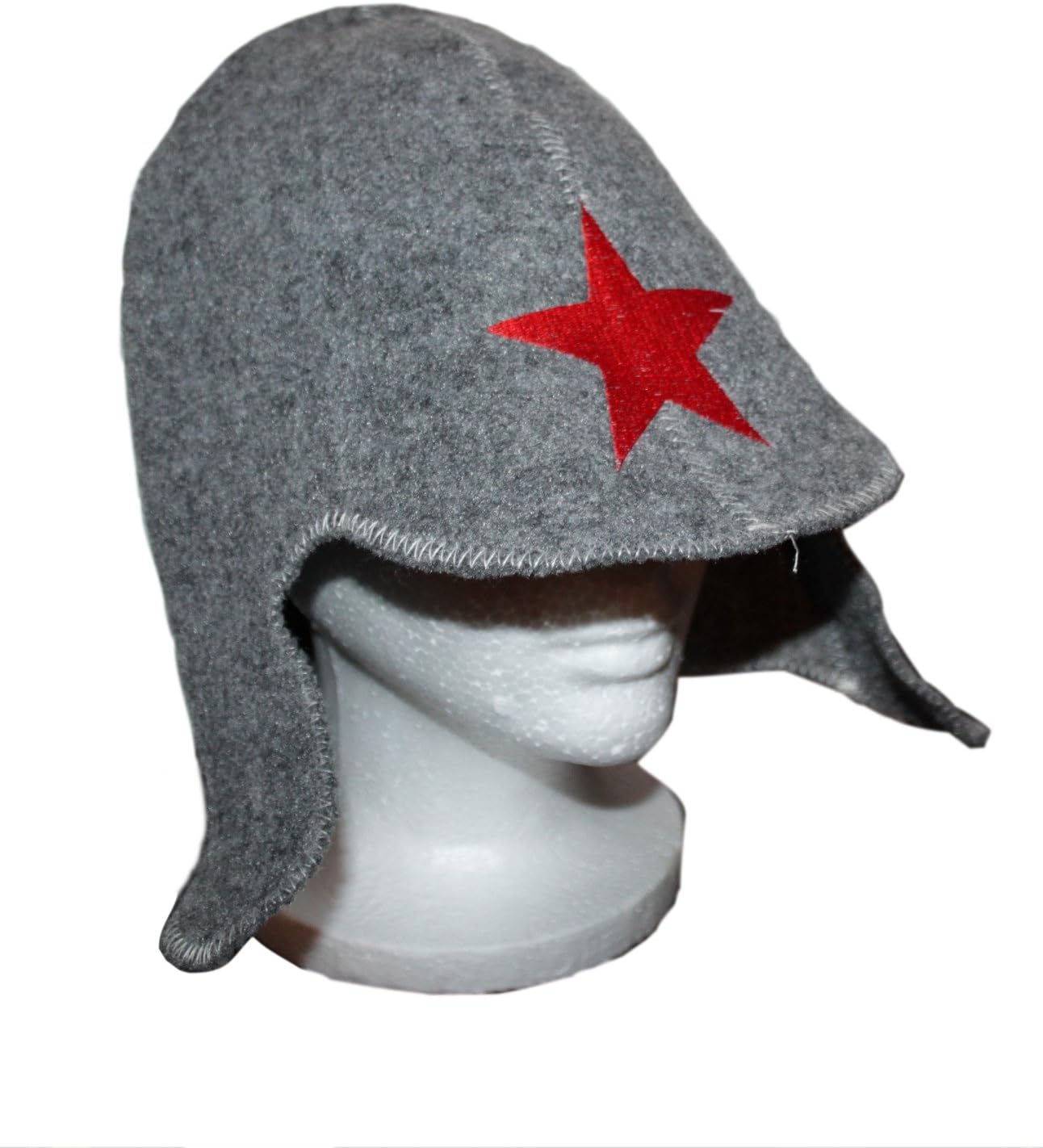 Russian Red Star Gray Wool Felt Helmet Style Hat for Sauna Banya Steamroom