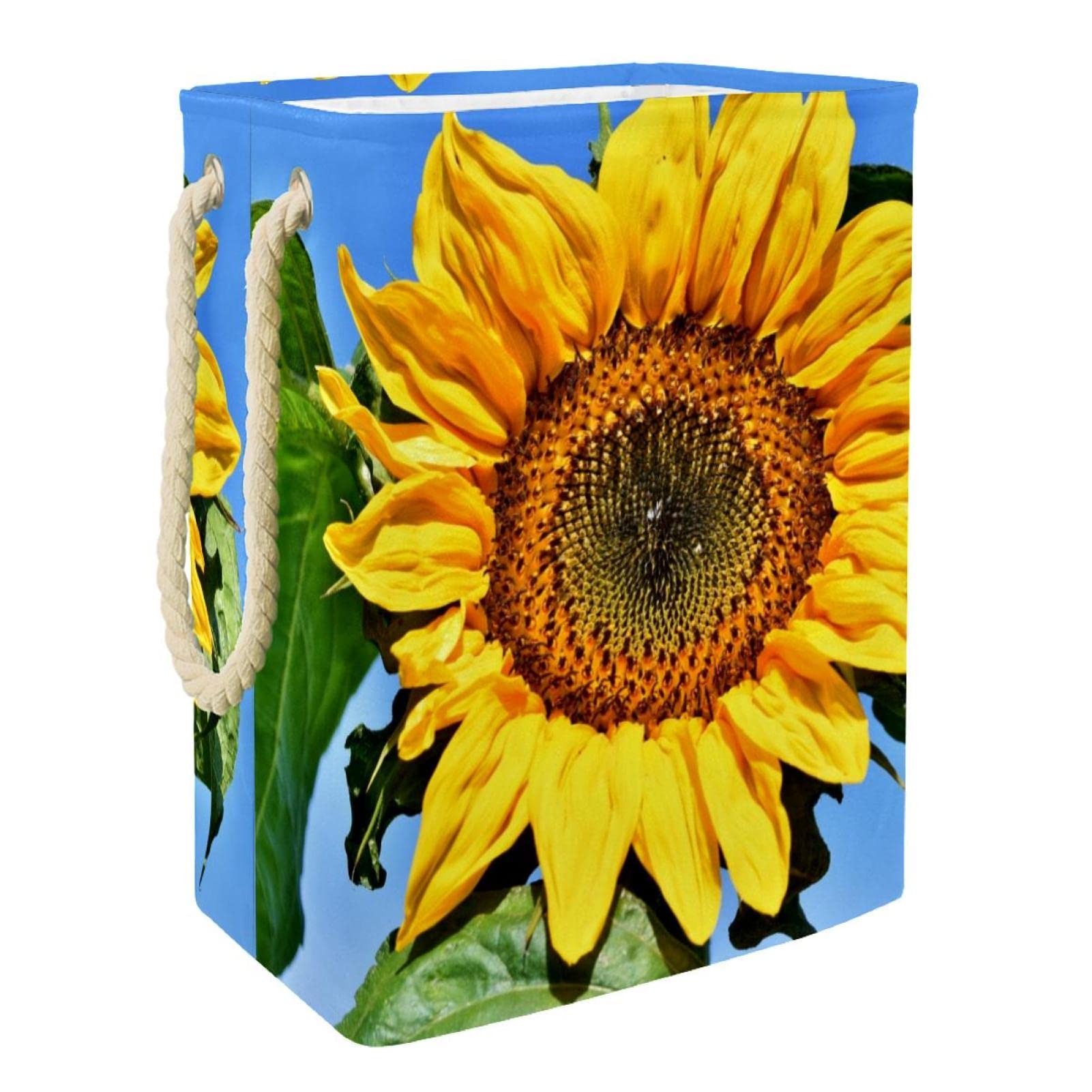 Grand panier à linge personnalisé au motif fleur de tournesol pour dortoir