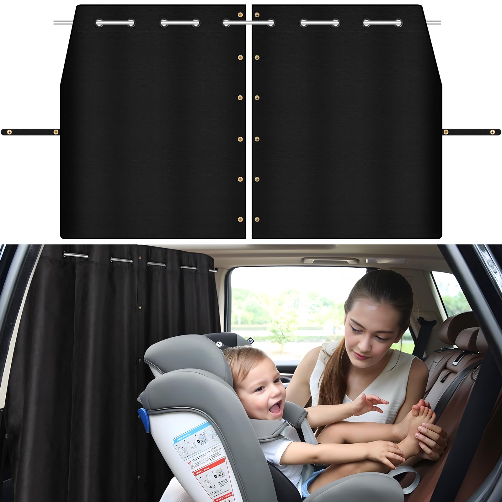 XCBYT Tende per auto Privcay – Tende divisorie per auto da campeggio, con barra trasversale in acciaio inox, lunghezza regolabile, tende per finestrini auto, furgoni, SUV, pickup, camion, viaggi,