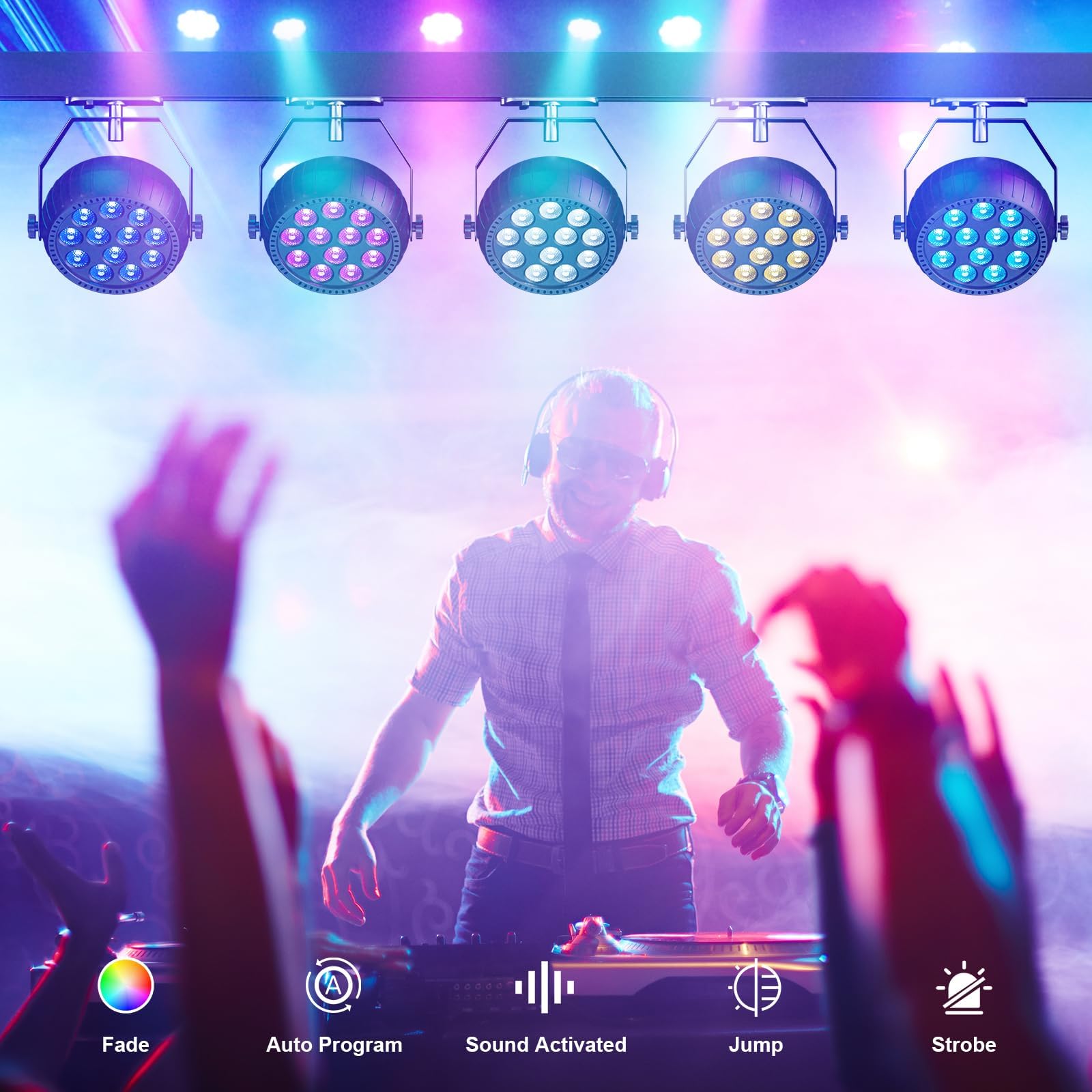 8PCS Wiederaufladbar RGB LED Par Scheinwerfer, 12 LED Strahler Akku mit Fernbedienung Partylicht Bühnenlicht für Party Bar Bühne DJ Disco Hochzeit Halloween Weihnachten