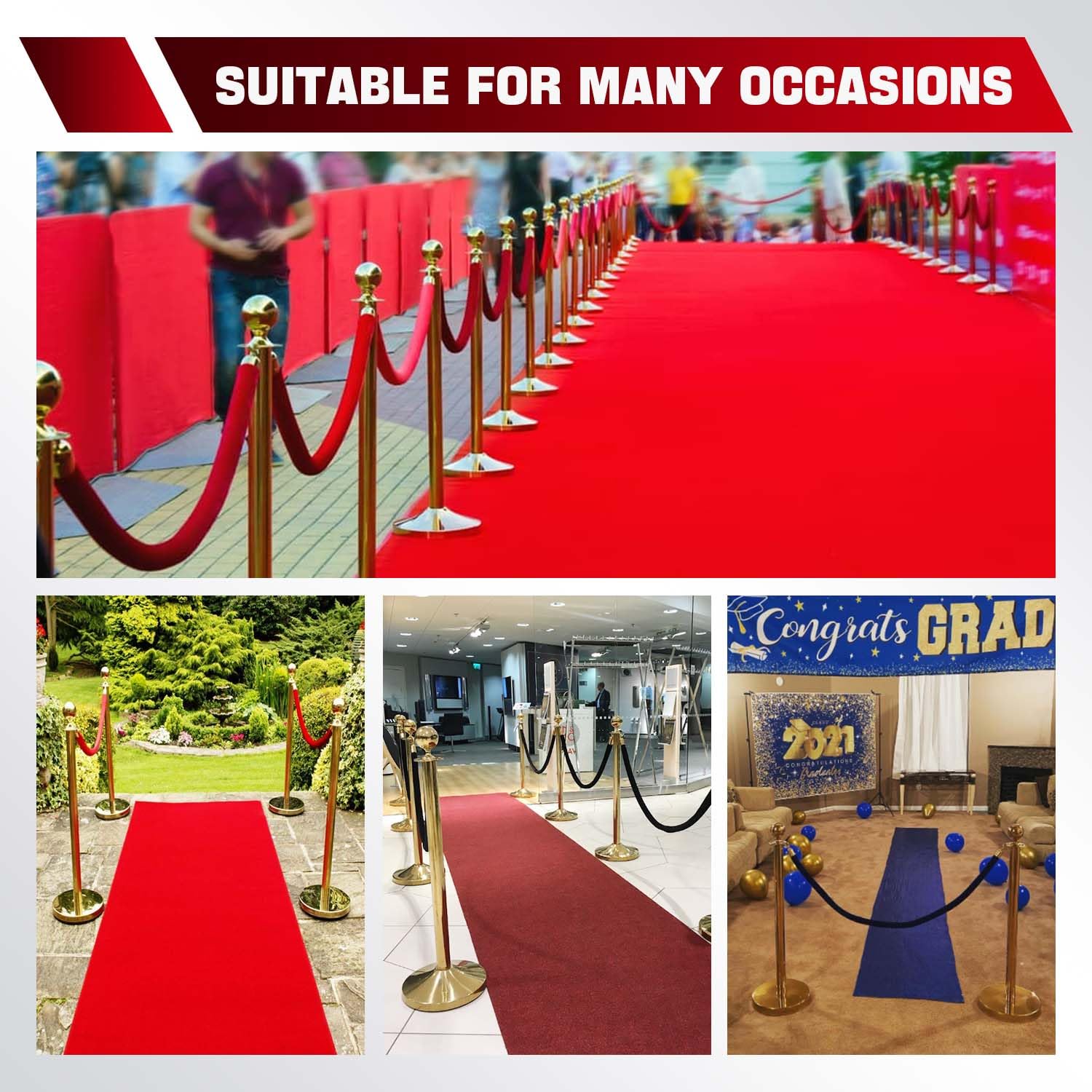 Velvet Stanchion Ropes 6-Pack - 5ft Dark Purple Crowd Control Barriers ...