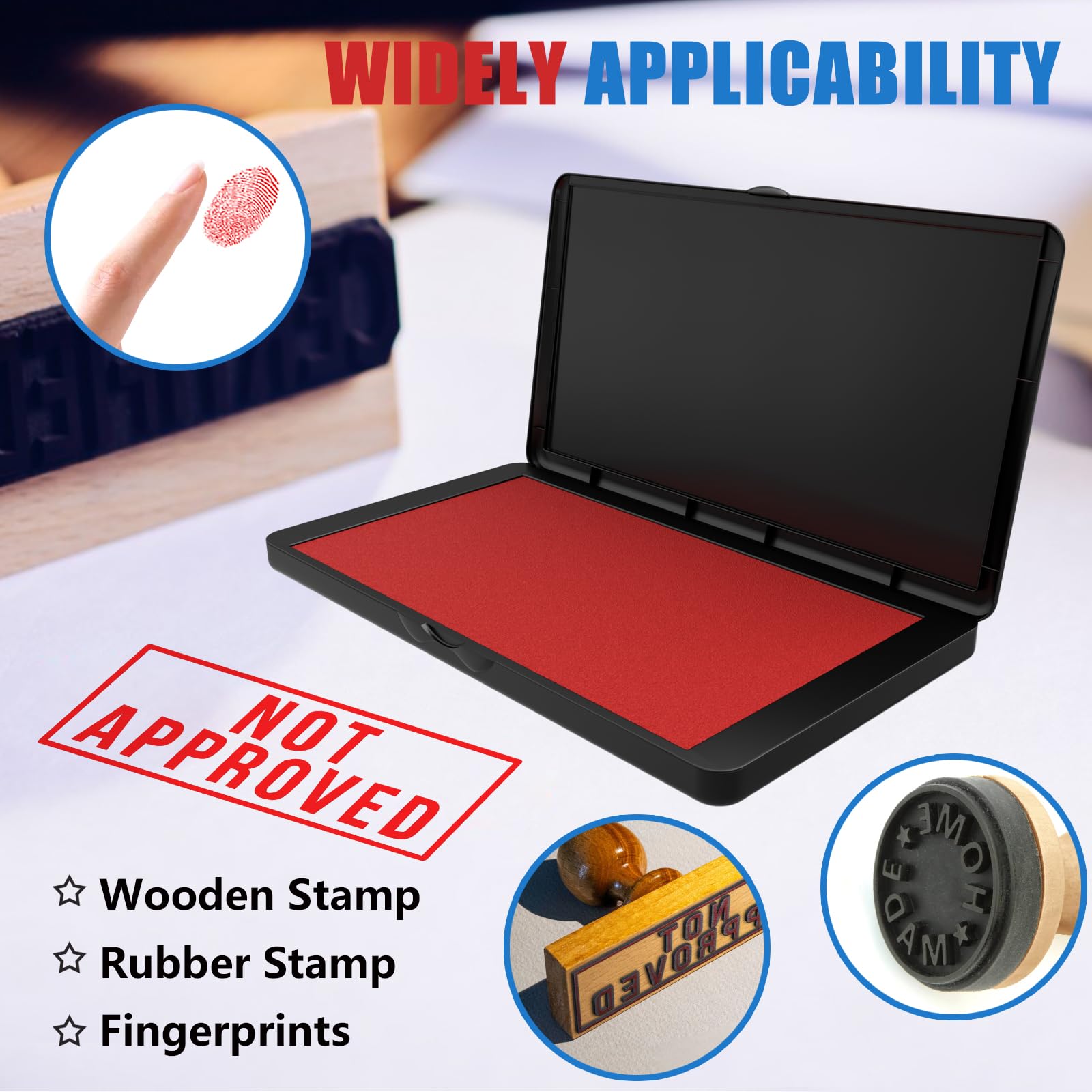 Almohadilla de sello roja grande, almohadilla de tinta de goma de alta calidad para oficina y hogar | Almohadilla de fieltro de alta calidad, compatible con sello de goma, para oficina, hogar, escuela, manualidades