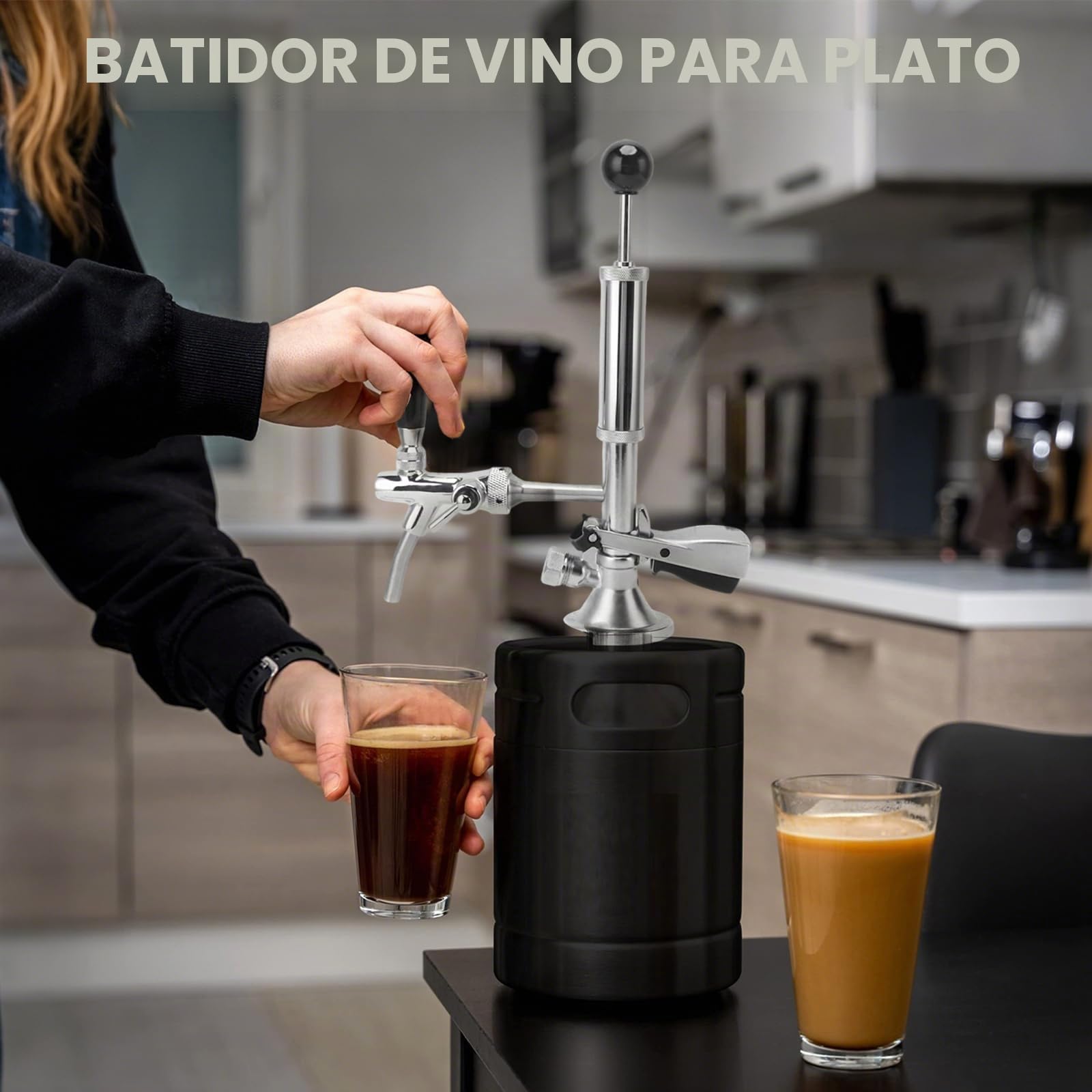 Bomba de cerveza de 4 pulgadas, grifo de cerveza de acero inoxidable, kit de grifo con bomba de aire y distribuidor, grifo de pistón para conexiones de barril, bomba de barril, perfecto para picnics y