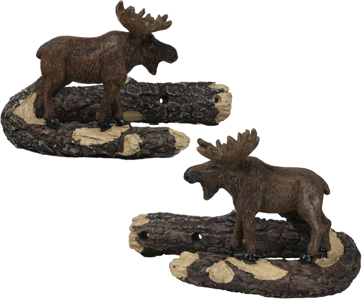 Ebros Gift Set of 2 Rustic Western Bull Moose On Tree Branch Drapery Curtain Holdback Or Tie Back Sculptures Wildlife Deer Woodlands Decor Cabin Lodge Window Treatment Accessory