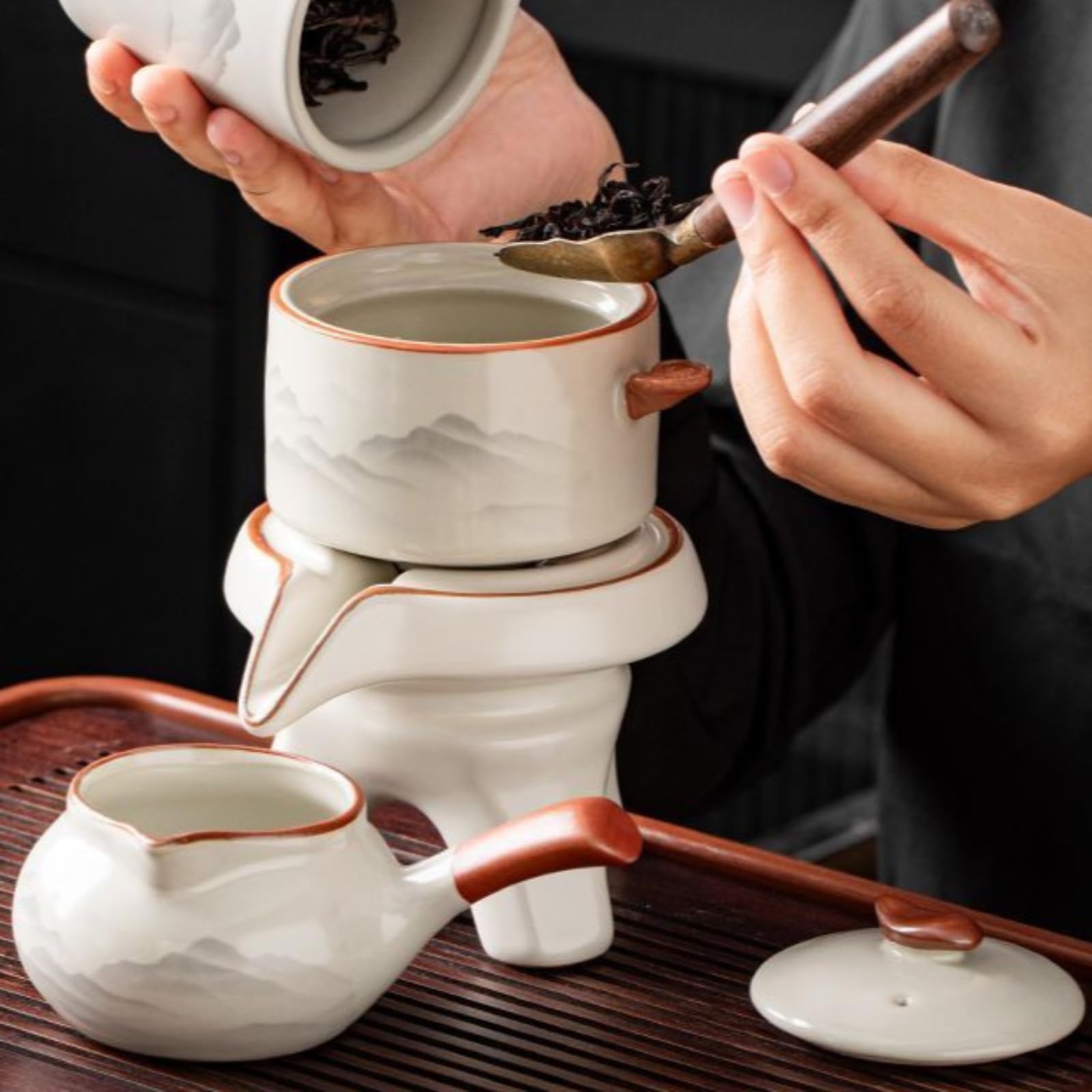 Półautomatyczne biuro ceramiczne, 180 ml 175.8 g, domowy zaparzacz do herbaty Ru Kiln