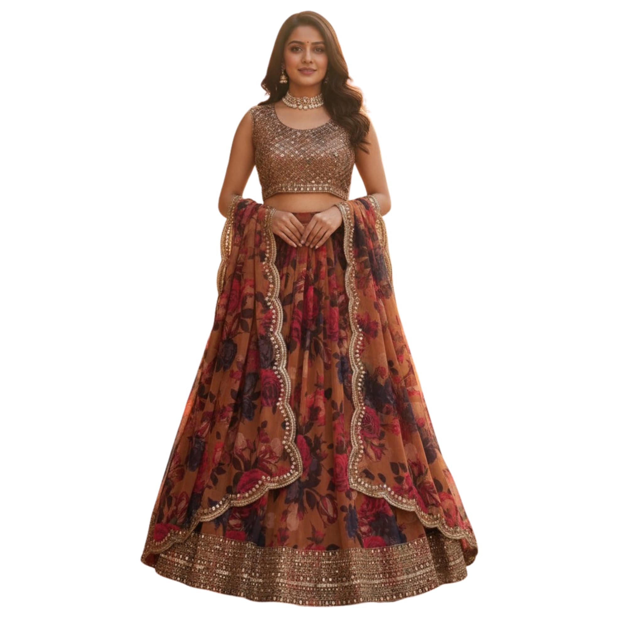 Premium Georgette Lehenga Choli Set with Matching Blouse & Dupatta for Women | Lightweight Designer Lehenga | Graceful Look Traditional Indian Wear (PINK)