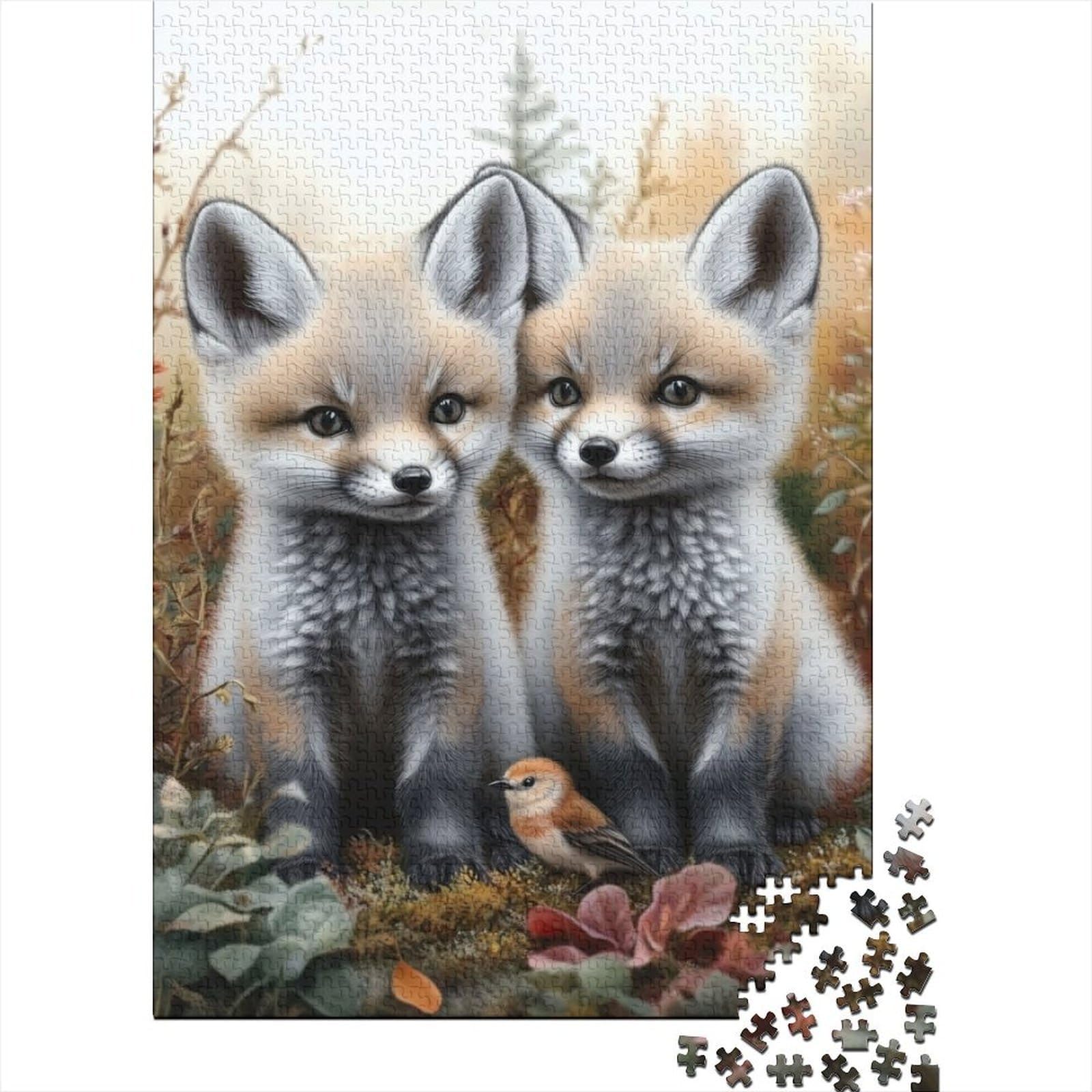 Fox Duo Autumn Forest 1000 Piece Adult Jigsaw Relax Decor nan
