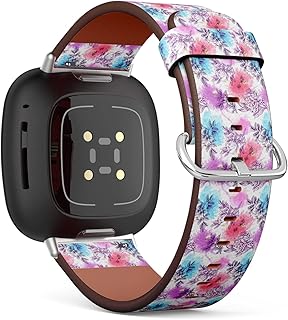 CJBROES Replacement Leather Watch Band, Compatible with Fitbit Versa 3 and Fitbit Sense of Wristband Bracelet Accessory - Beautiful