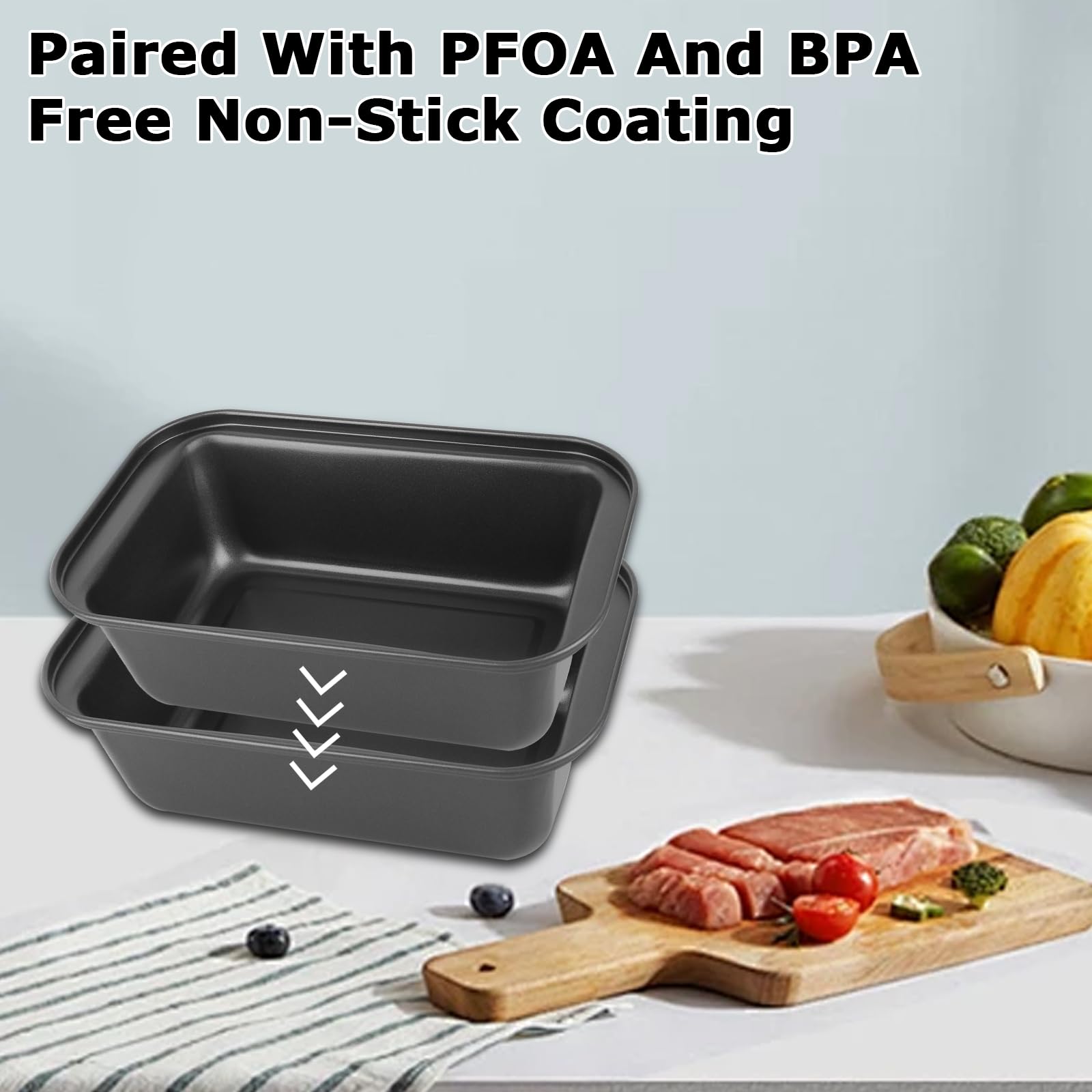 Lot De 2 Moules à Pain Anti-adhésif En Acier Au Carbone + Pinceau & Spatules Silicone - 25,4x13x5,8 Cm, Parfait Pour Pain, Cake, Toast Maison