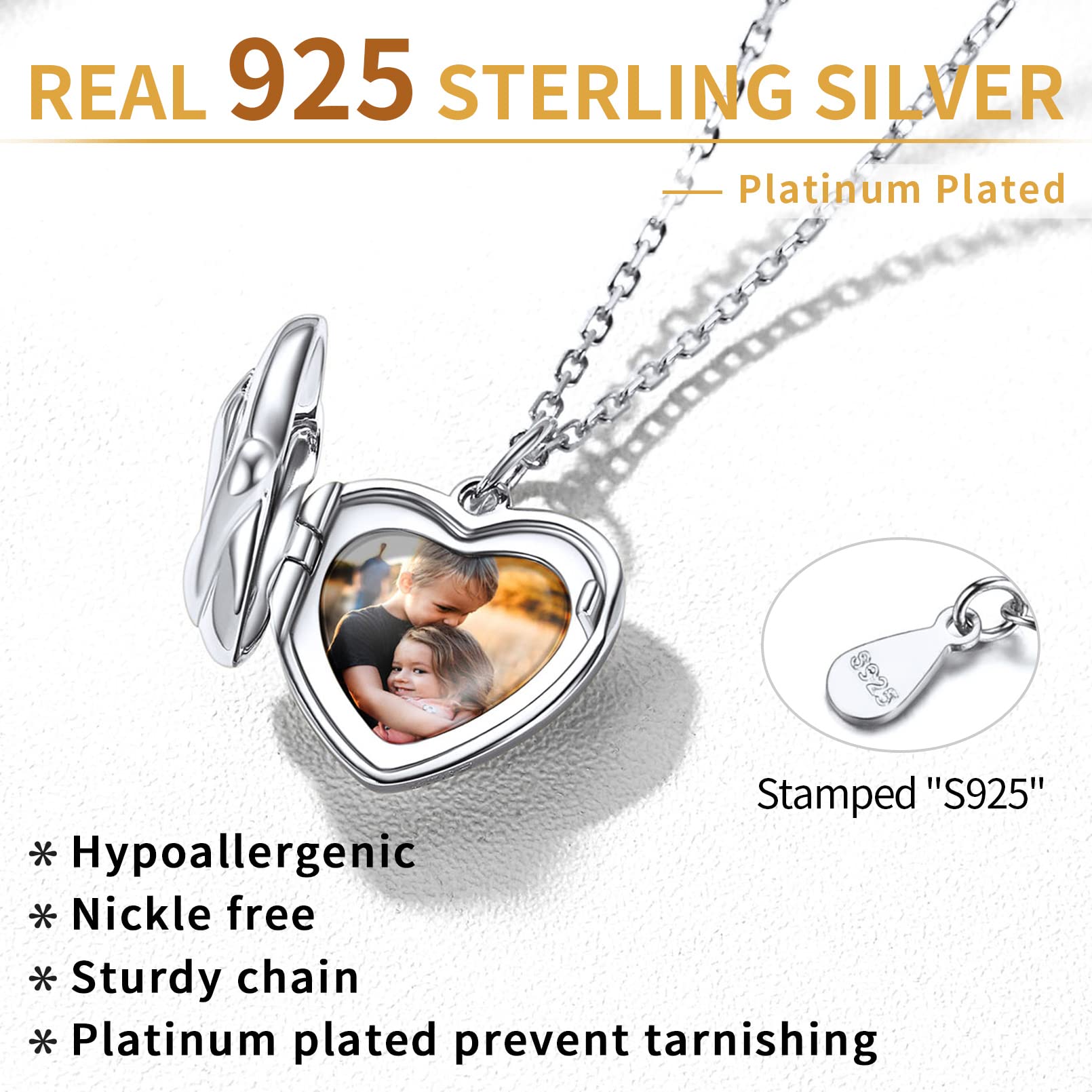 ChicSilver 925 Silber Medaillon für Damen Frauen Herzform Umarmung mit Hände Halskette mit Geschenkebox für Weihnachten Geburtstag Valentinstag