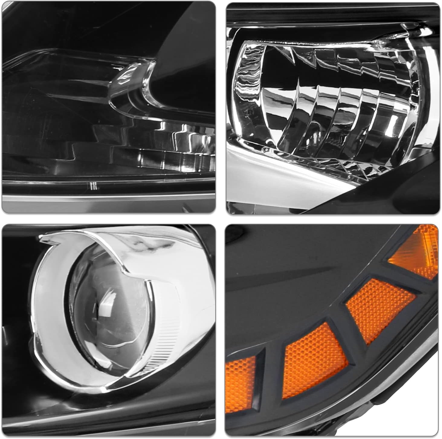 SOCKIR Halogen Headlight Assembly Replacement Fit for 2011 2012 2013 Kia Optima Headlamp Black Housing with Amber Reflector Driver and Passenger Side,w/bulbs(Not Compatible With Hybrid Models)