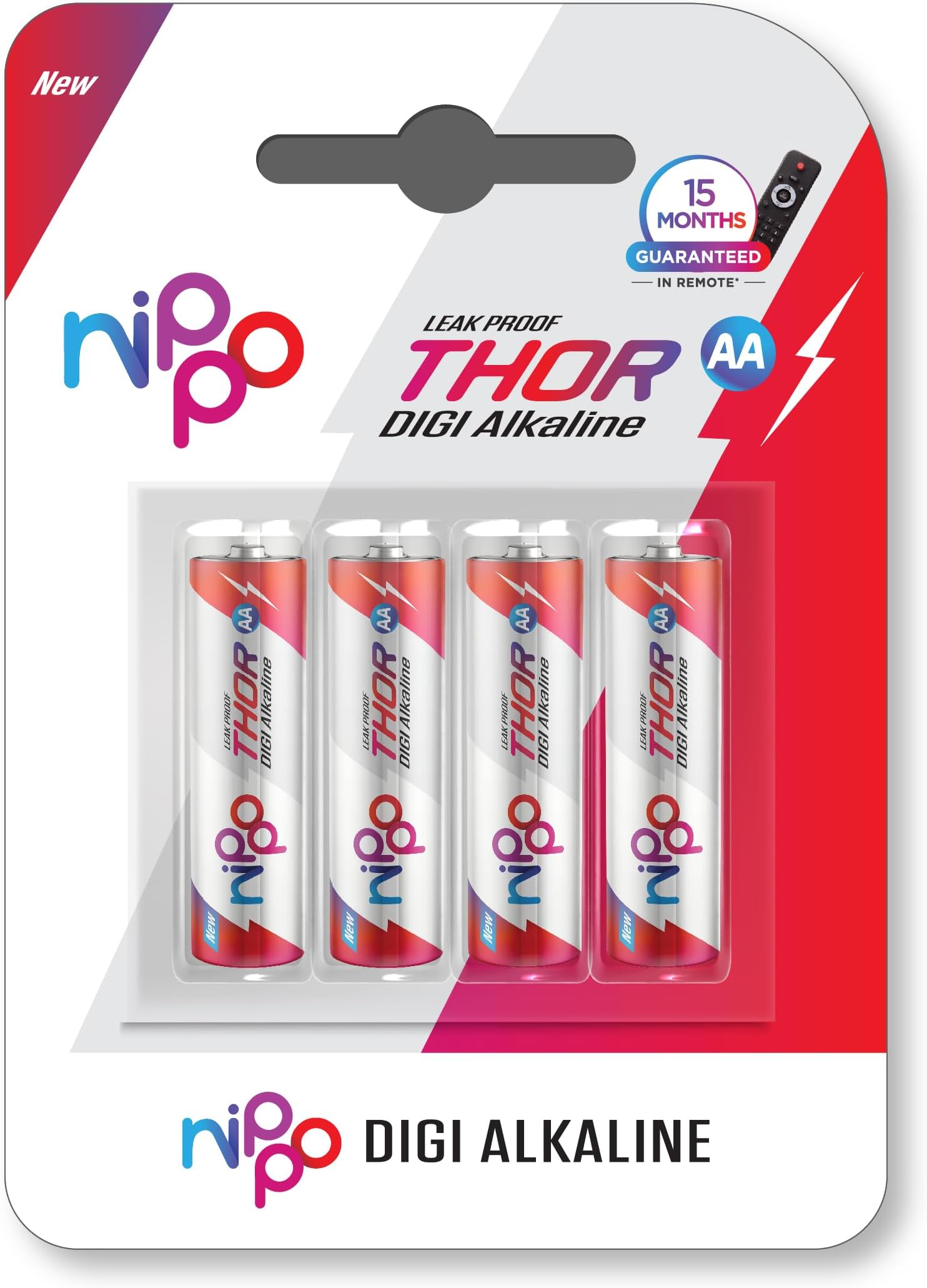 Nippo Thor Leakproof Alkaline AA Batteries 1.5V | Longer Lasting Batteries | Guaranteed 15 Months in Remote | Eco Friendly | Suited for All Types of Modern Devices|Pack of 10