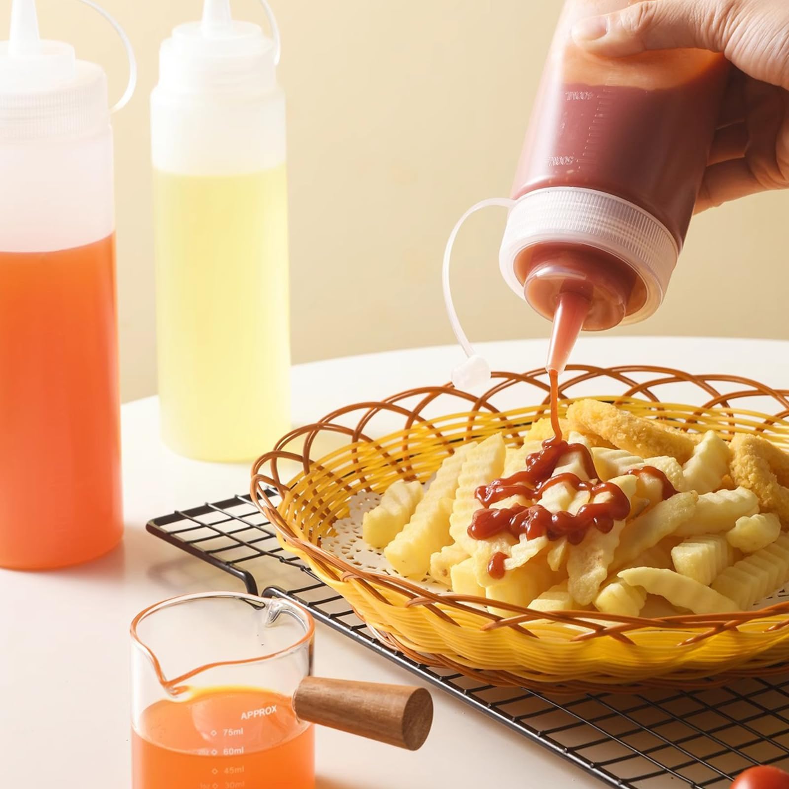 3 Piezas Biberon Cocina,500ml Transparente Condiment Squeeze Bottle,Botella de Salsa de Plástico con Tapa,Sin BPA,Dispensador de Botella para Salsa,Exprimir Condimento Botellas para Ketchup,Mostaza