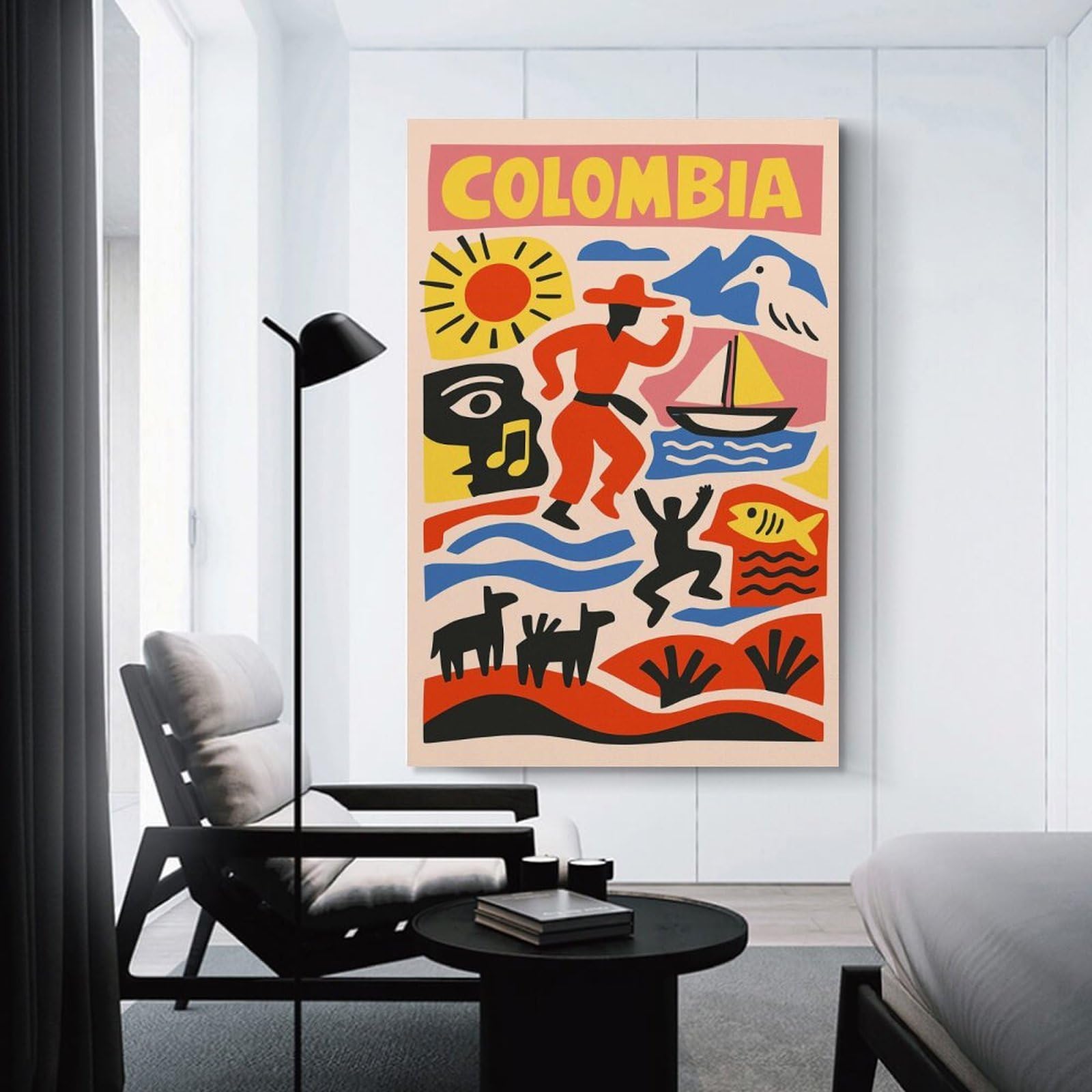 Junmoney Unframe-Style-9 Vibrant Colombia Travel Canvas Wall Decor 20X30inch(50X75cm), For Lounge, Bedroom Or Personal Spaces, A Wall Art Gift For Fresh Interiors