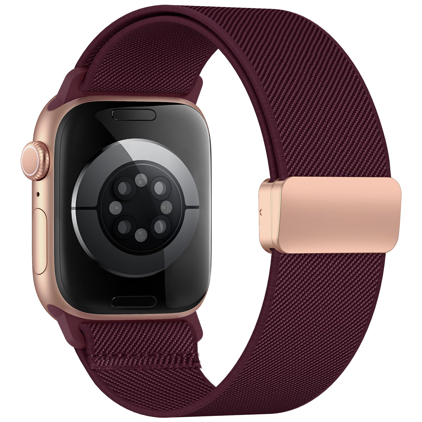 Elastisches Armband Kompatibel mit Apple Watch Armband 40mm 44mm 42mm 46mm 41mm 45mm 38mm Damen Herren, Magnetic Closure Nylon Sport loop für iWatch Series 11 10 9 8 7 6 5 4 3 2 1 Ultra SE, Schwarz