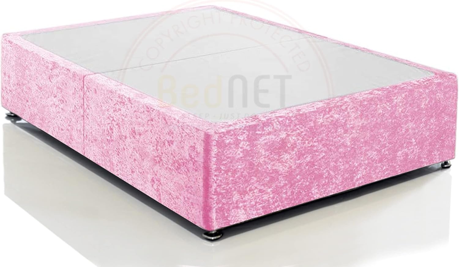 Pink Crushed Velvet 4FT6 Double 2 Drawers Divan Bed Base Only