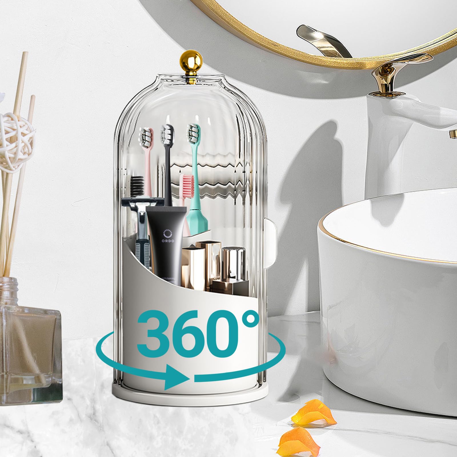 Support brosse à dents blanc étanche pour un évier de salle de bain toujours ordonné