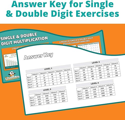 Miniatura 9 de Channie's Paquete de 2 memorias de multiplicación de borrado en seco y tabla de prácticas 18" x 12" de un dígito y doble dígito