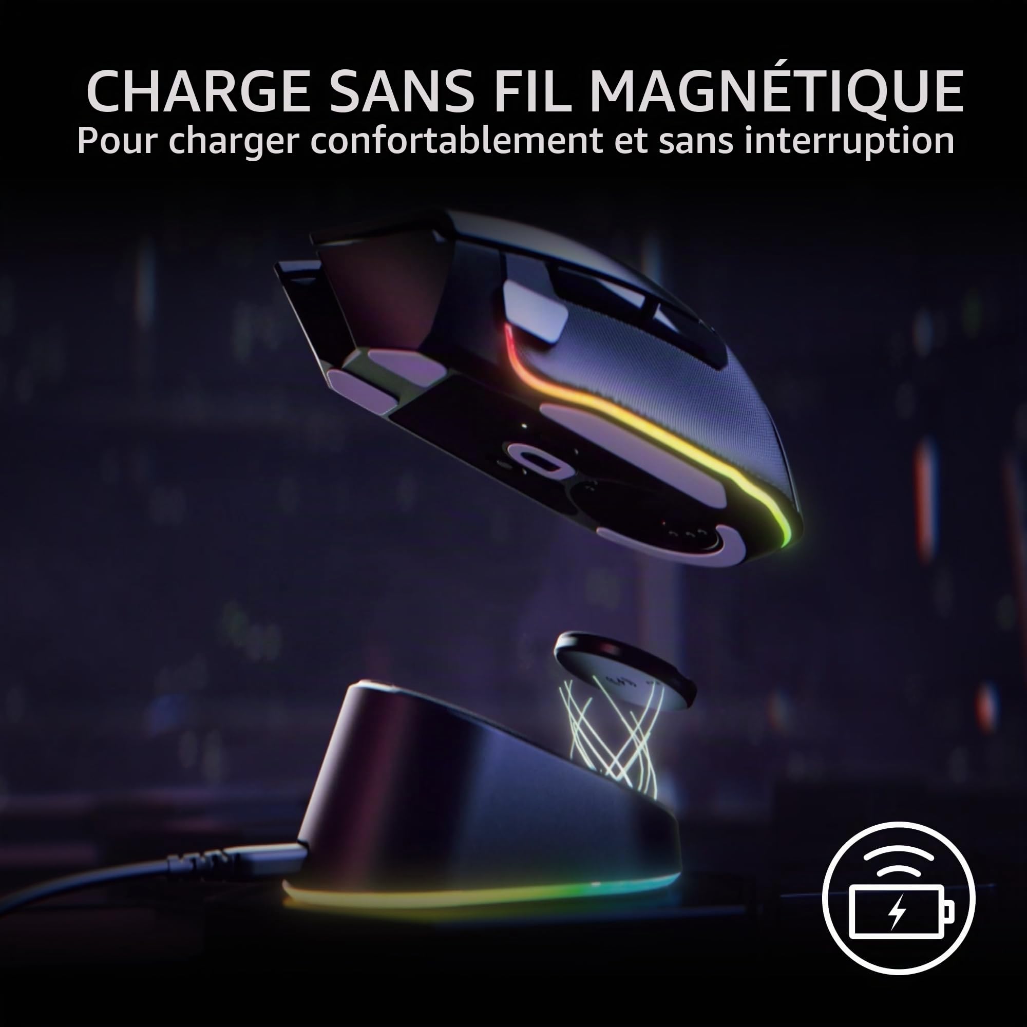 Razer Naga V2 Pro - Souris Gaming sans Fil Noir & Mouse Dock Pro & Charging Puck - Station de Recharge magnétique sans Fil & Module pour Souris compatibles - Noir