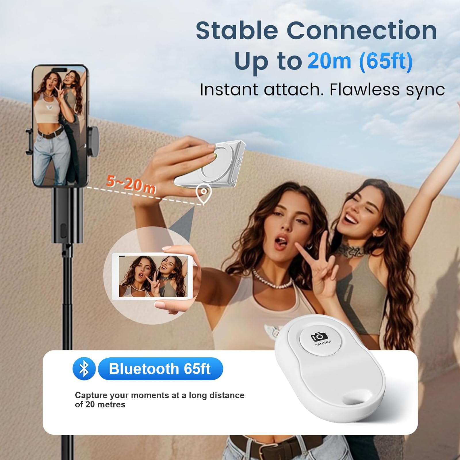 Monitor Selfie Schermo X40L,Display Camera Posteriore Senza Fili con Montatura Magnetica, Rotazione 180°, 3 Livelli Luminosità & Telecomando - Compatibile Smartphone iOS 9.0+ & Android 2.0+