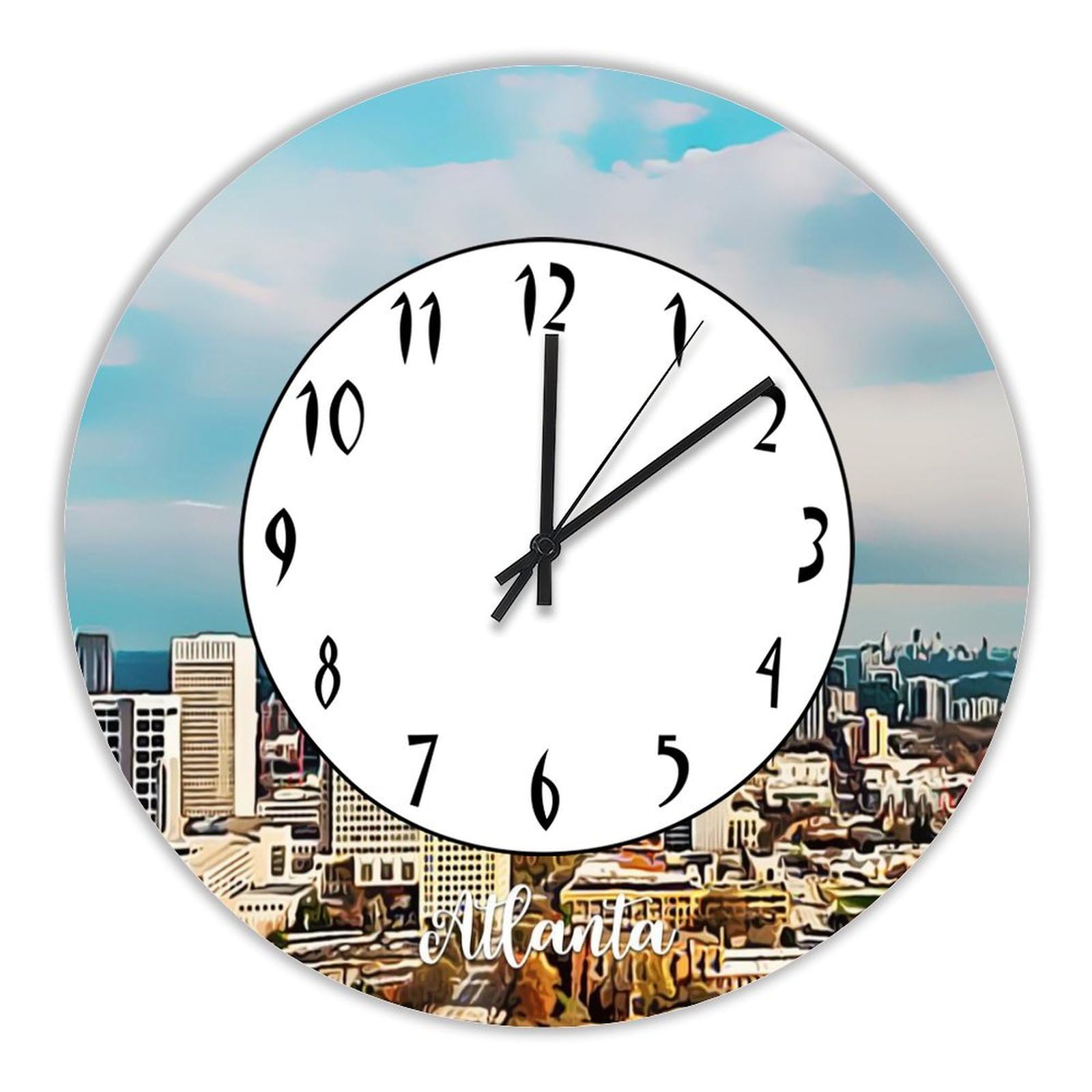 Horloge murale Atlanta ronde en bois de 38 cm avec mécanisme quartz silencieux
