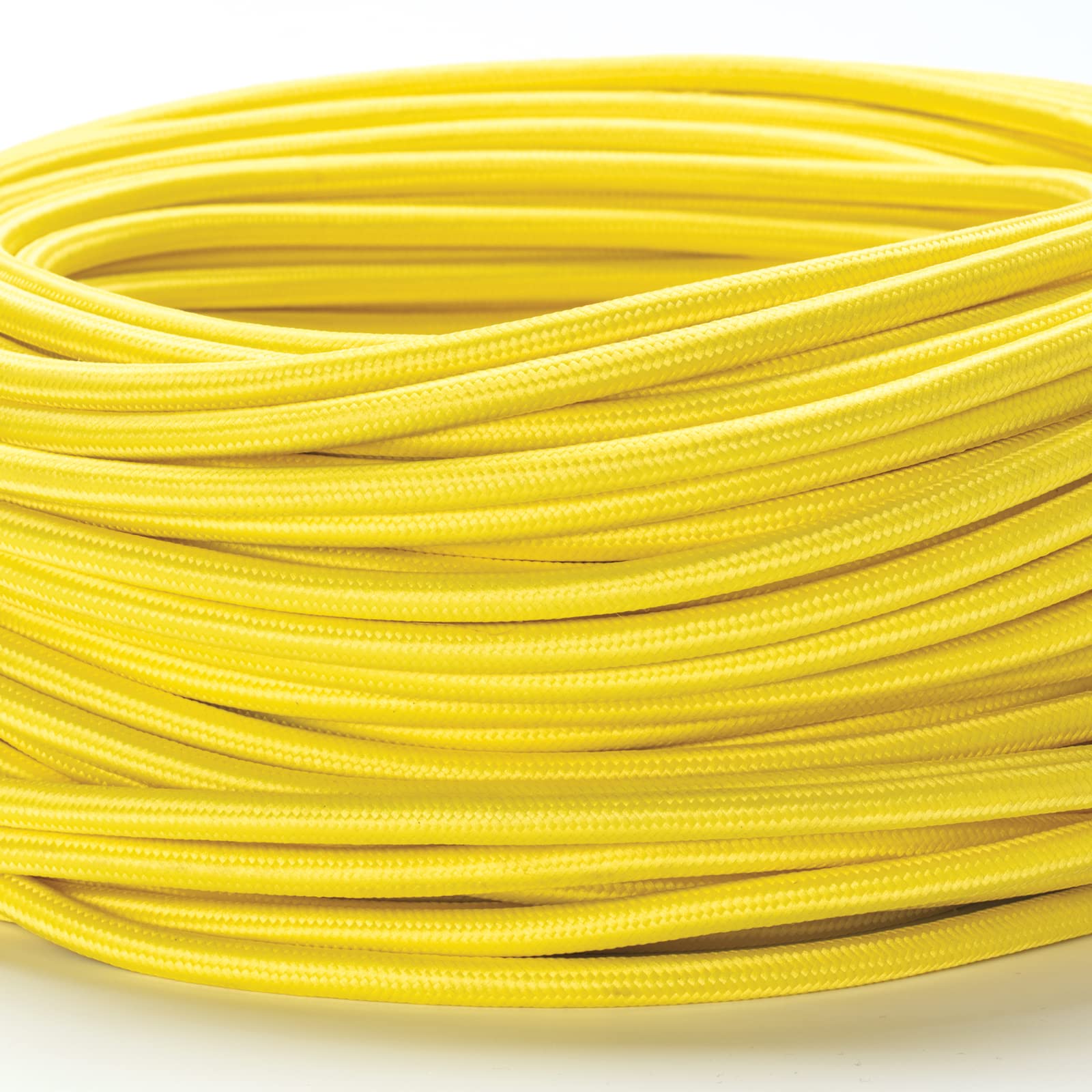 Cavo tessile per lampade, 3 fili, 3x 0,75 mm², cavo elettrico con conduttore di terra, accessori per lampada (50m, Giallo)