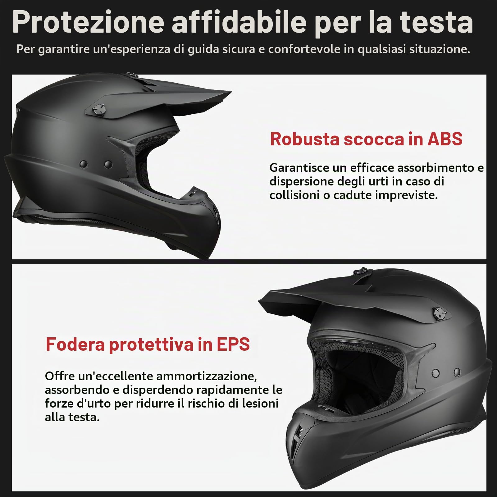 Favoto Casco Integrale da Motocross Adulti - Caschi Off Road Downhill Unisex ECE 22.06 Certificato per Moto Quad ATV UTV (Senza Visiera)