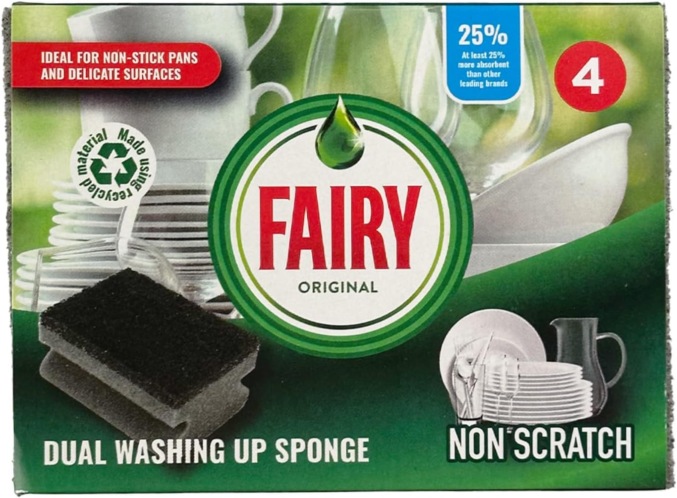 Addis Sponge Scourer, Stainless Steel, Grey, 4 Pack